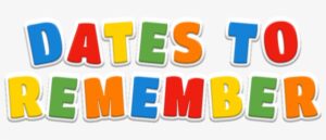 dates to remember spelled in colorful letters