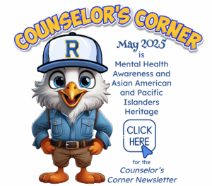 A Link ot the Counselor's Corner newsletter with a cute seagull that is the counselor.